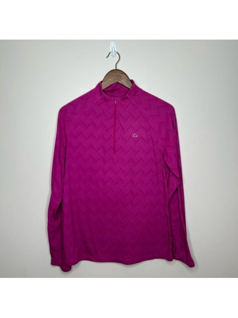 Paradox Merino Blend Quarter Zip Top Fuchsia Pattern XL